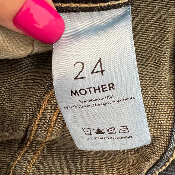 Mother The Pixie Dropout Button Fly Denim Jeans Distressed Size 24 Edgy Grunge - Picture 9 of 16